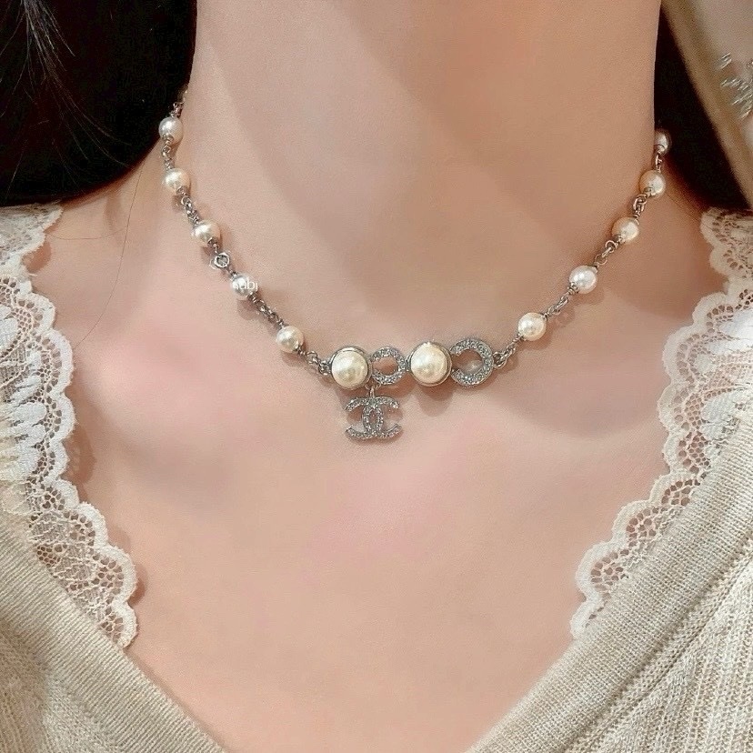 18k”25 coco珍珠白金鑽墜choker”高奢定製項鍊