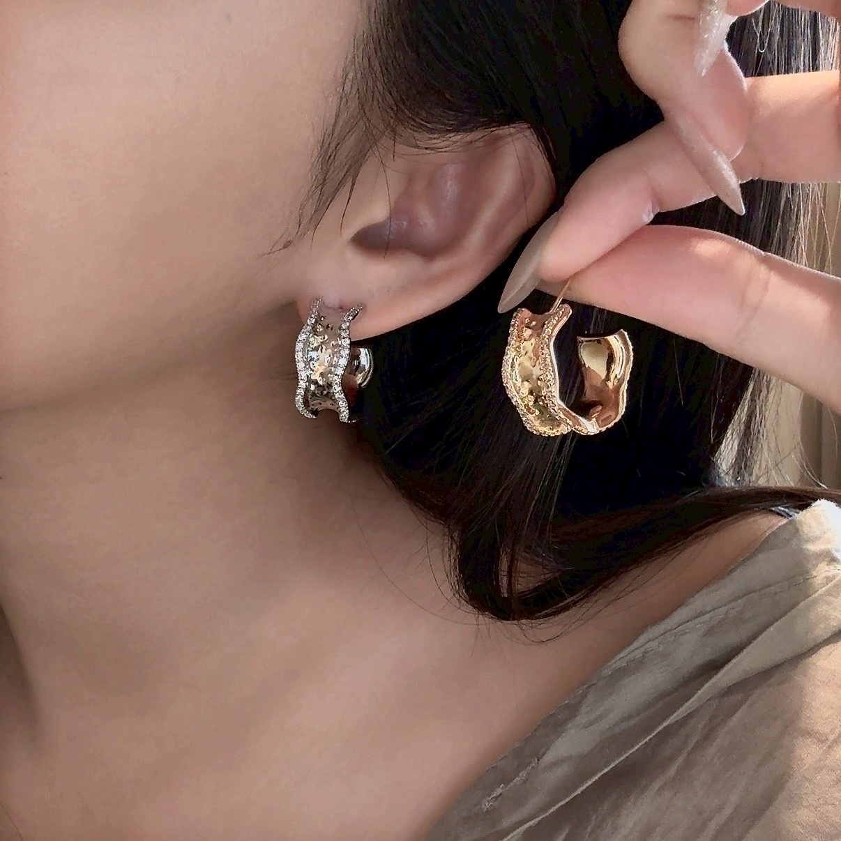 Gy”Polished奢鑽水波紋金銀箔c圈