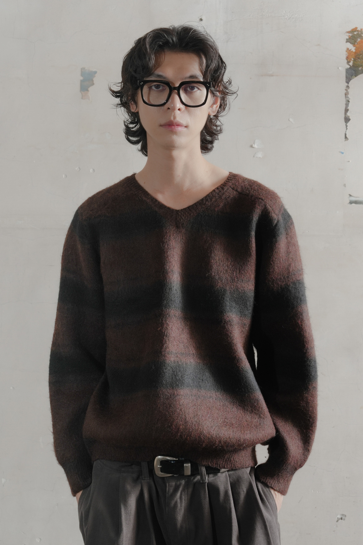 Molly V-Neck Stripe Heavy Knit #毛衣