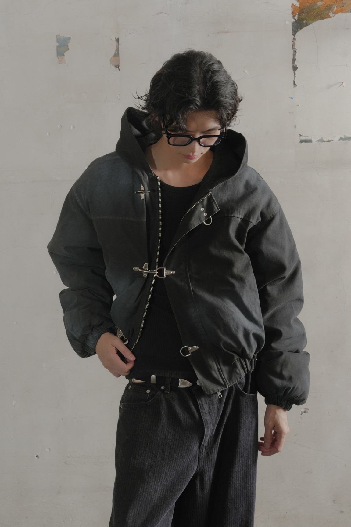 Oha Washed Hood Zip-Up #外套