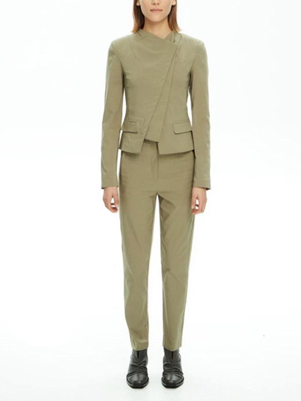 MALLONI MLO 斜釦造型外套(綠)