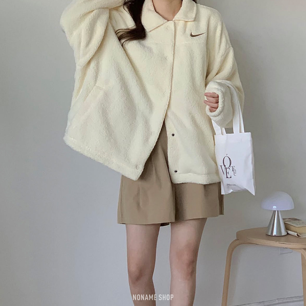 NIKE 羊羔毛 翻領 排扣 外套 兩色 (女款)