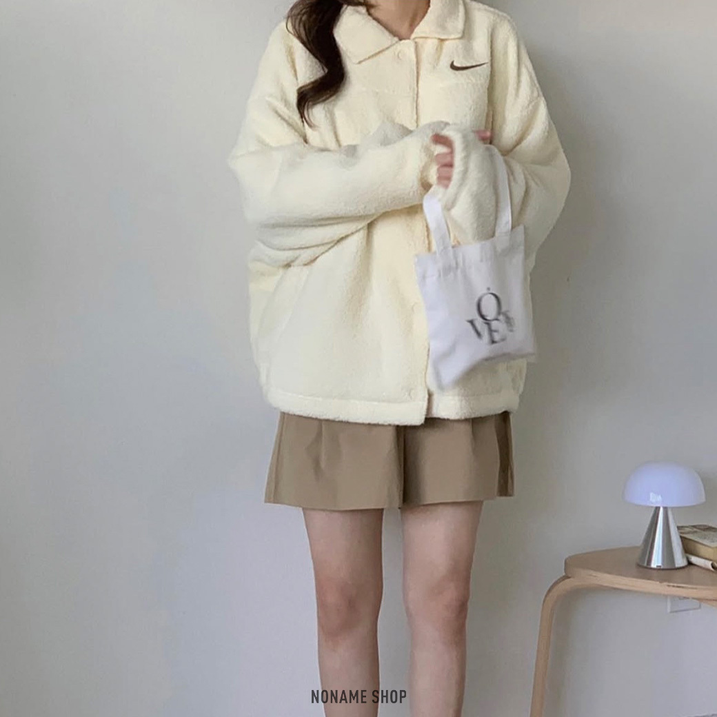 NIKE 羊羔毛 翻領 排扣 外套 兩色 (女款)