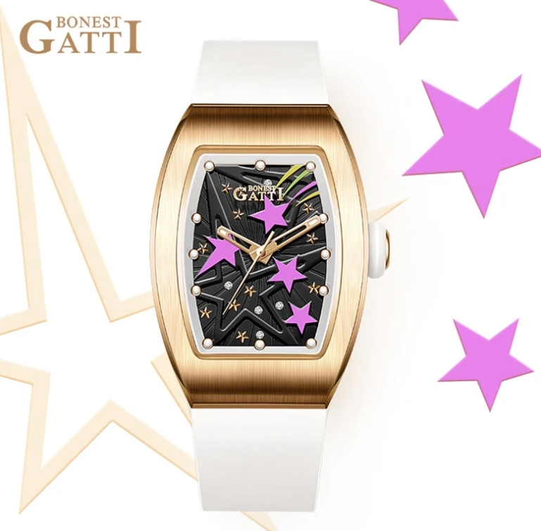 【Bonest Gatti】魅影甜心系列 酒桶錶 女錶 髮絲金框 德國機械錶 德國手錶 BG8901
