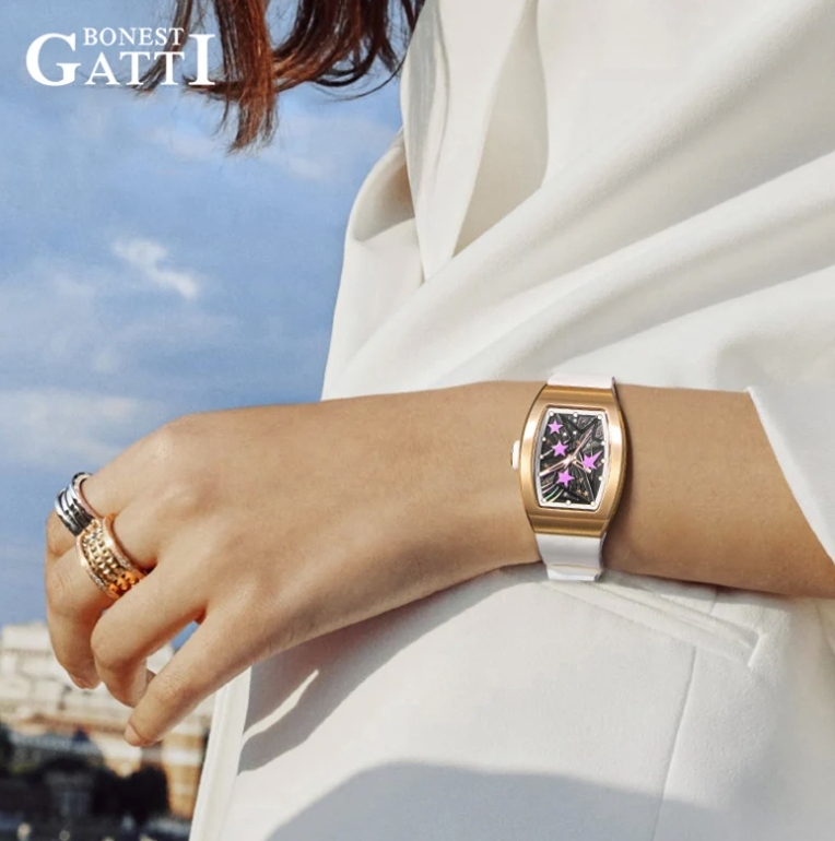 【Bonest Gatti】魅影甜心系列 酒桶錶 女錶 髮絲金框 德國機械錶 德國手錶 BG8901