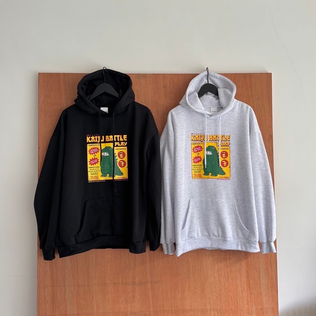 恐龍 怪獸 卡通圖 帽T 內刷毛 長袖 秋冬服飾 正韓