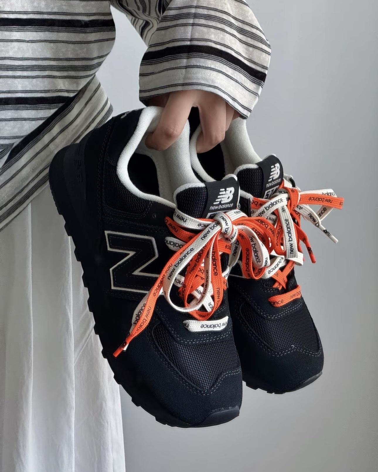 〈連線代購商品〉男女鞋 niko and... X NEW BALANCE 574 NB 全黑 聯名款 三色鞋帶 低筒 休閒 跑鞋【U574NAB】