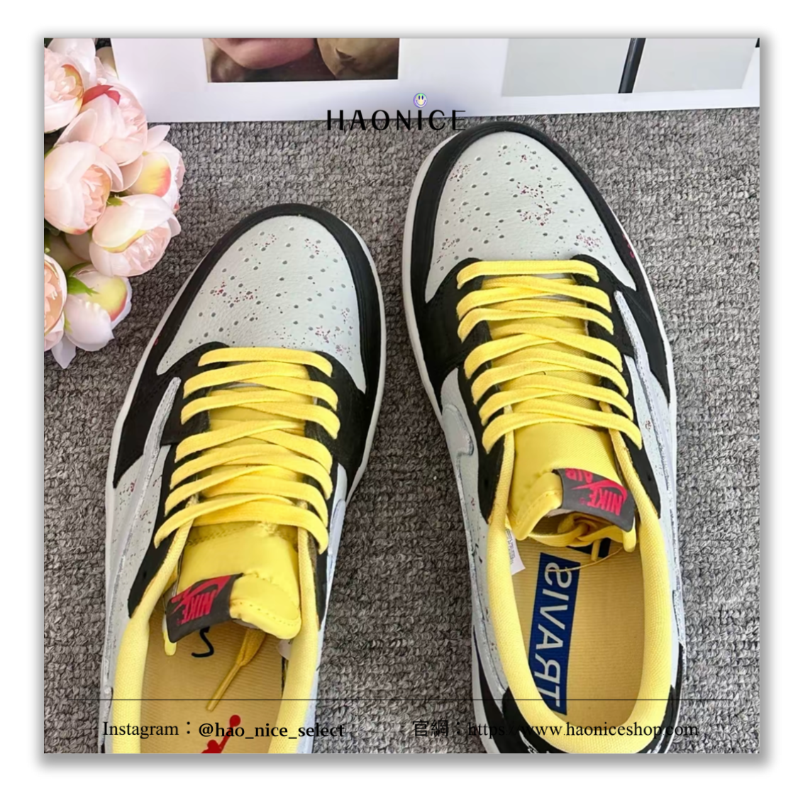 【HAO NICE】惡作劇訂製款🔥Air Jordan 1 x Travis Scott 惡魔撒旦 黑銀黃配色 倒勾7.0 板鞋 籃球鞋