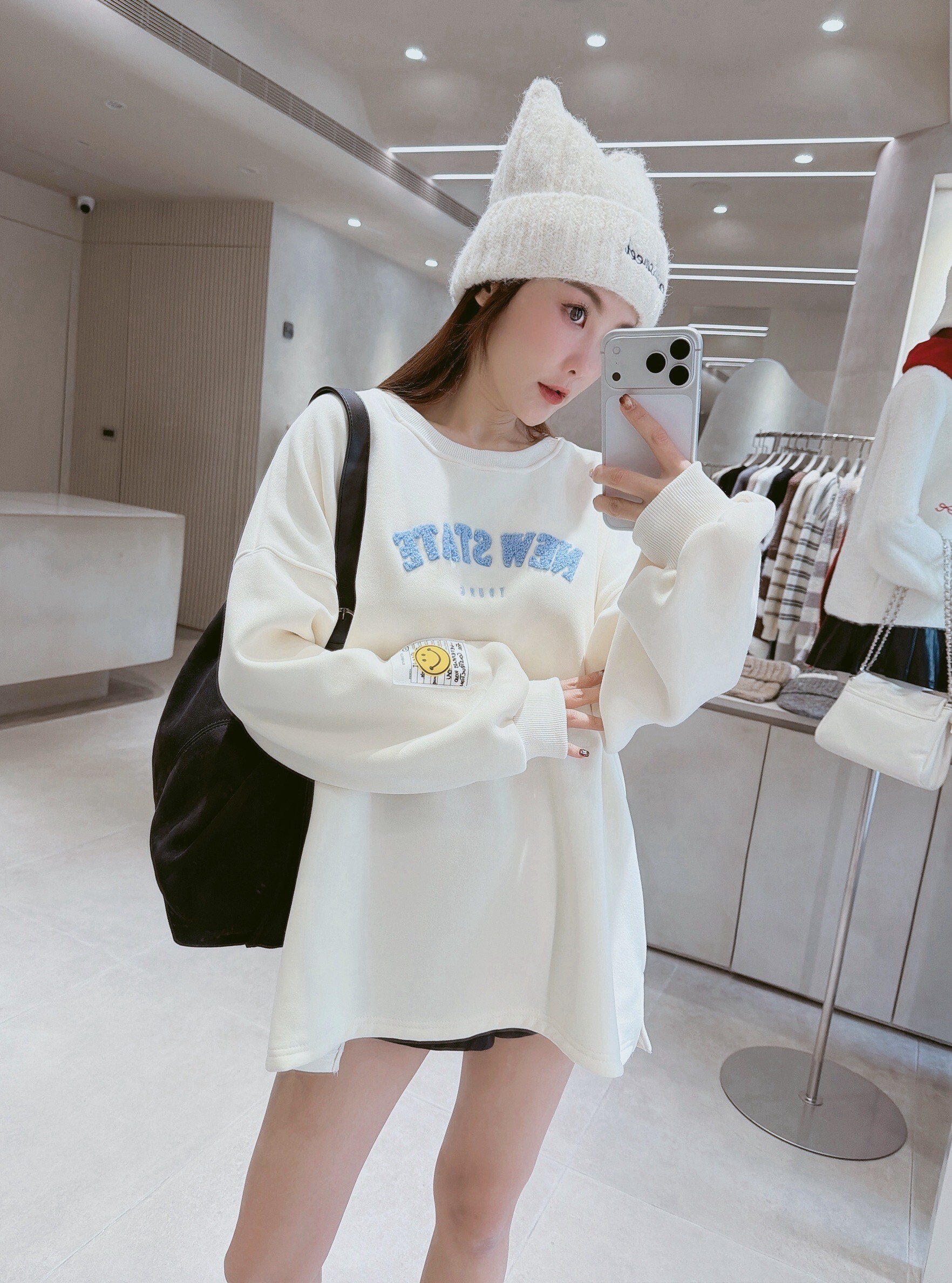 手袖微笑NEW STATE刷毛棉質衣