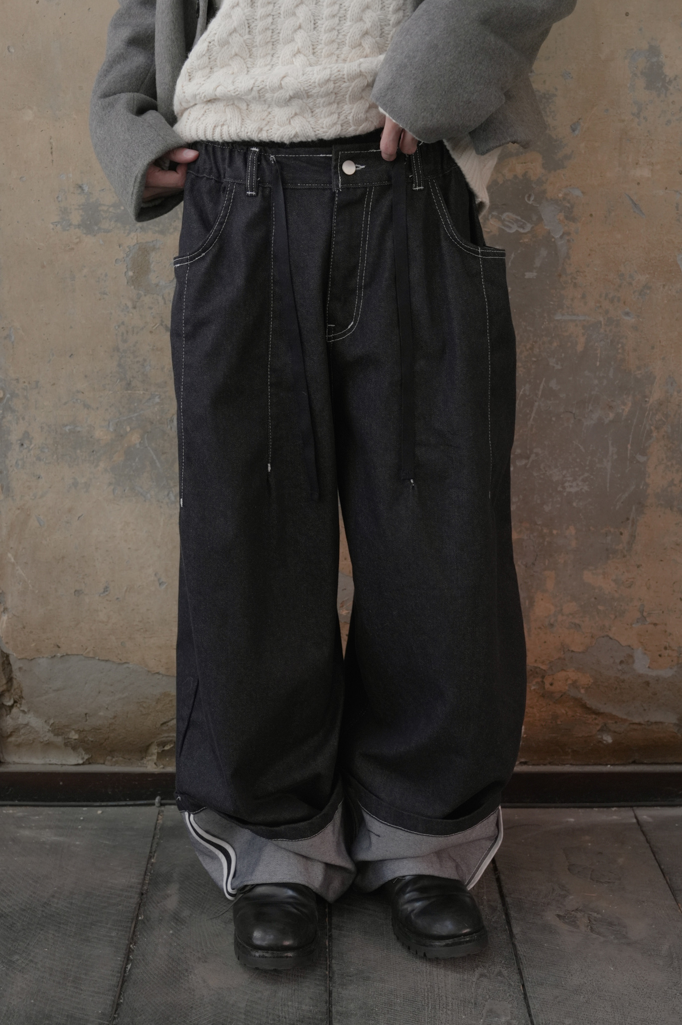 Turn-Up Denim Balloon Pants #牛仔褲