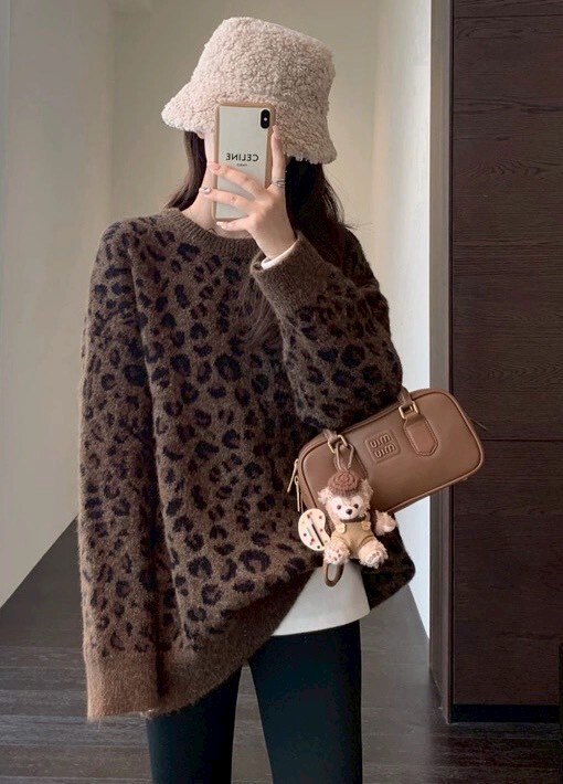 小豹紋針織毛衣