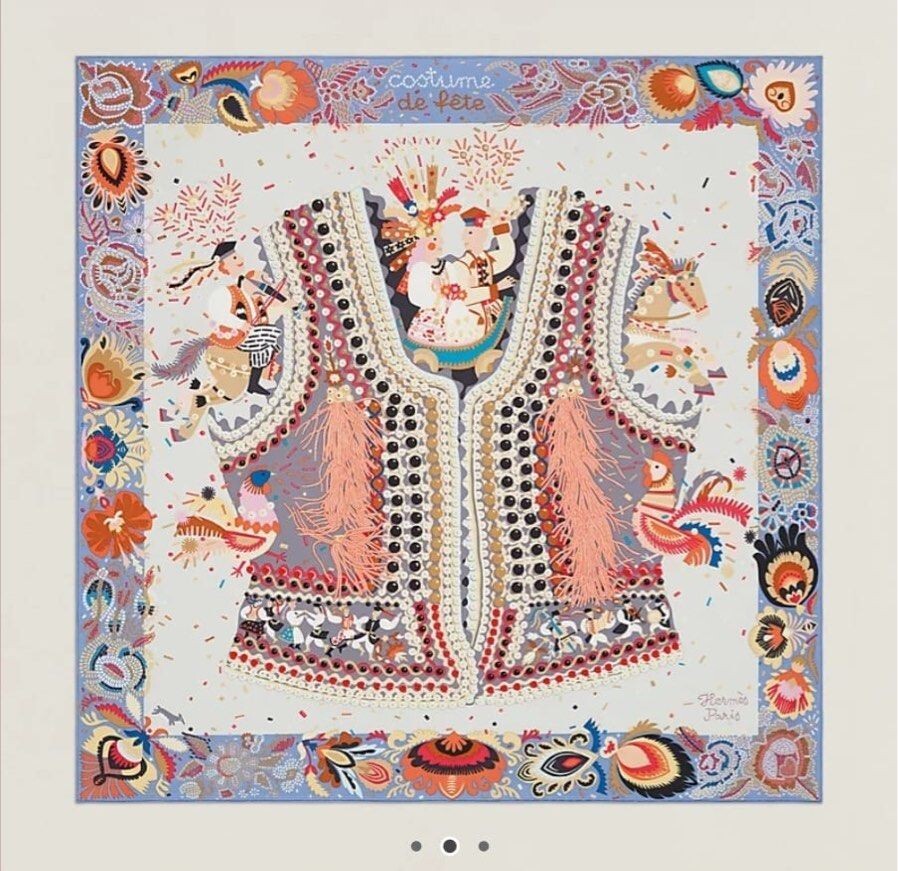 Hermes Costume de Fete scarf  90 mauve/gris perle