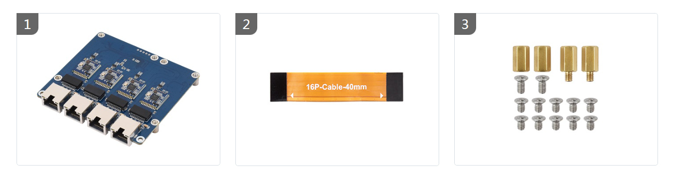 PCIE 轉 4埠 乙太網路擴充板,出貨清單