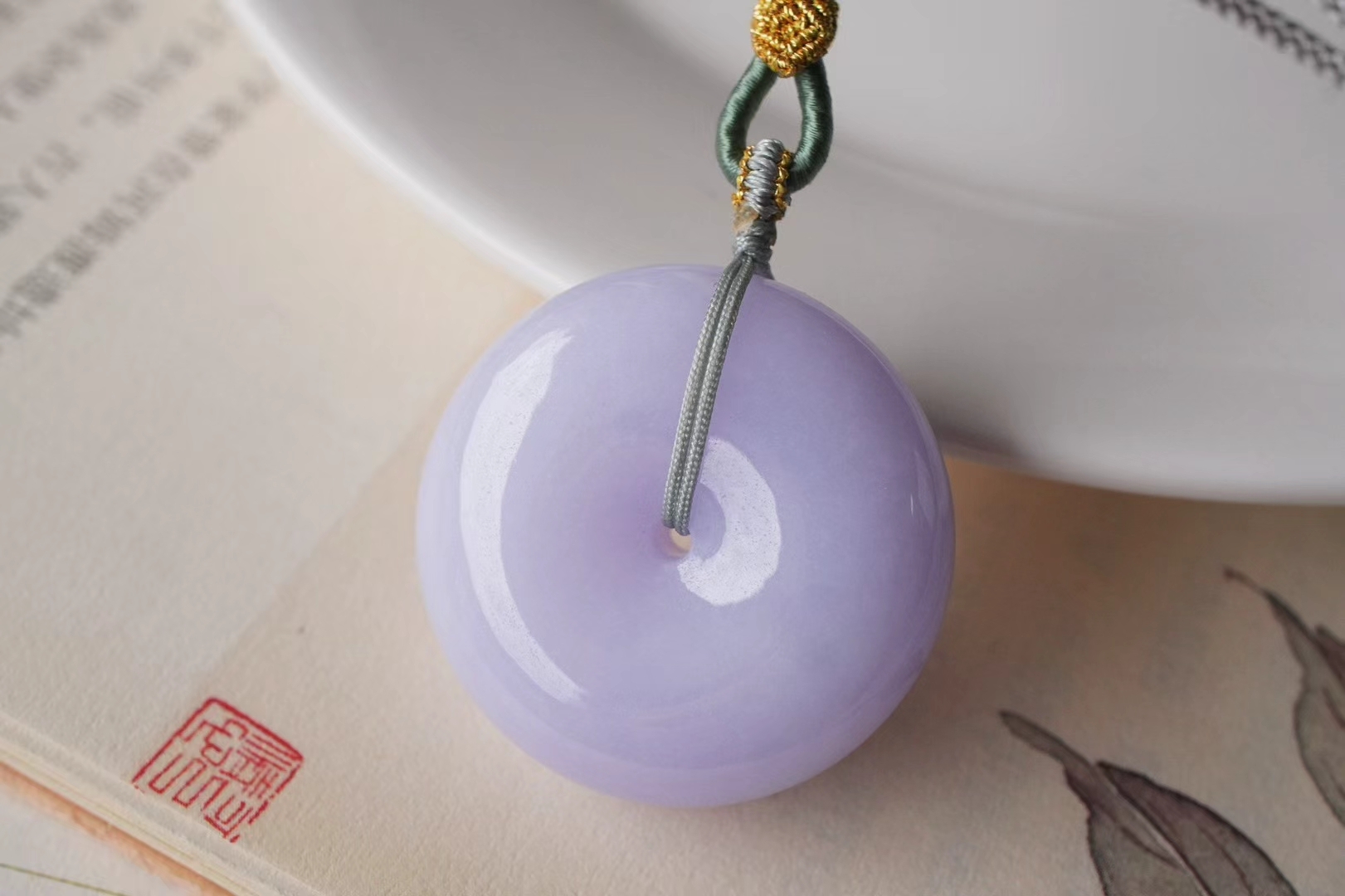 122989 翡翠濃紫羅蘭平安扣掛件 (29.3mm直徑)