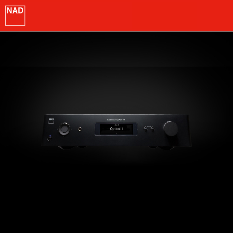 NAD C658 BluOS Streaming DAC Preamp front in black