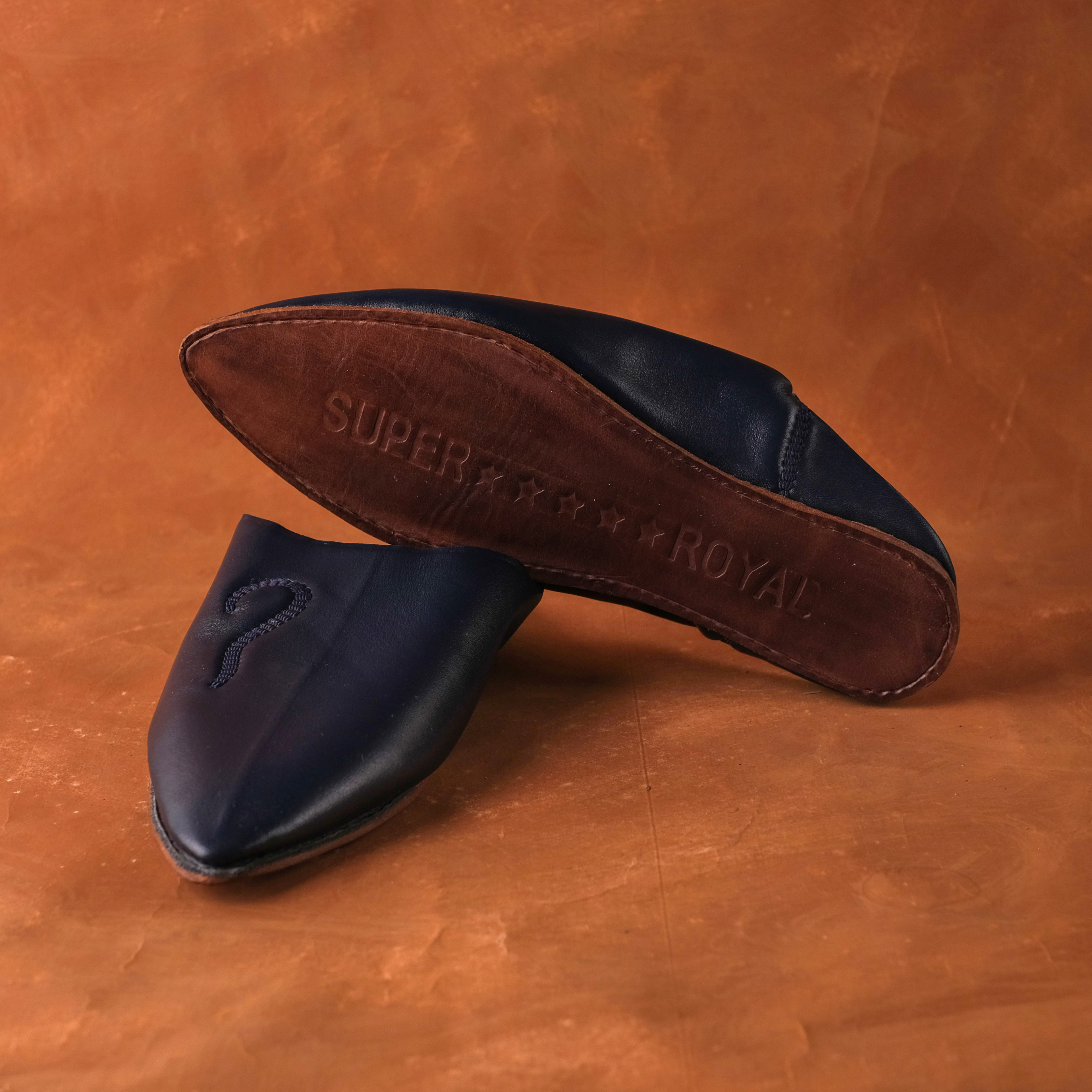 柏柏手工鞋 ｜圖騰深海藍 -尖｜摩洛哥