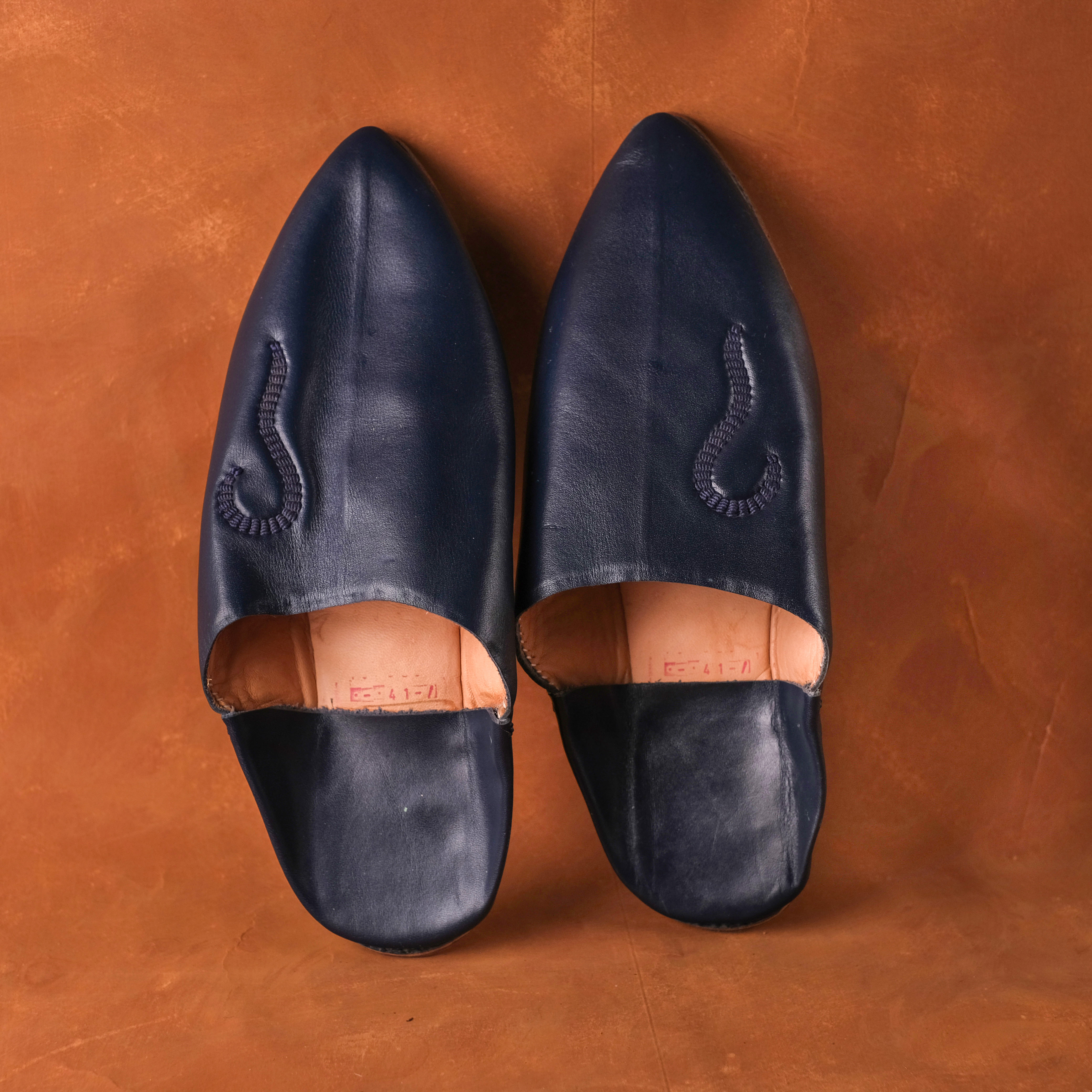 柏柏手工鞋 ｜圖騰深海藍 -尖｜摩洛哥