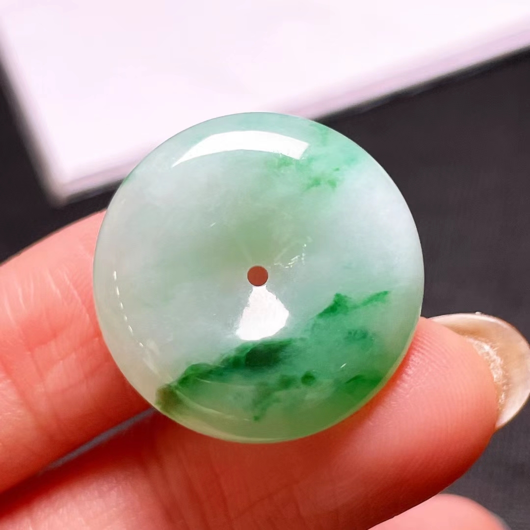 翡翠平安扣吊墜 (21.3mm直徑),天然翡翠A玉, 緬甸玉, Jade, Jadeite