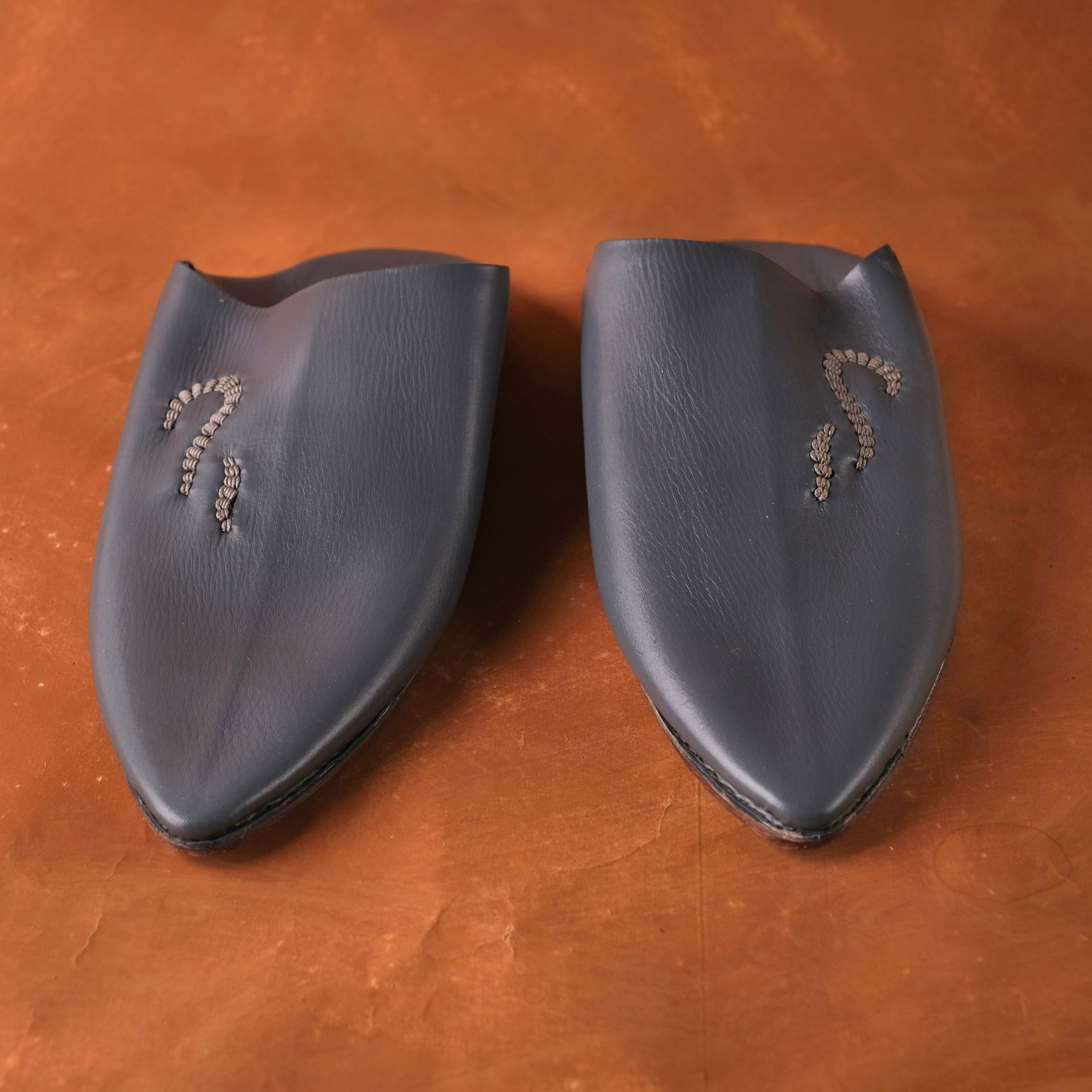 柏柏手工鞋 ｜圖騰灰 -尖｜摩洛哥