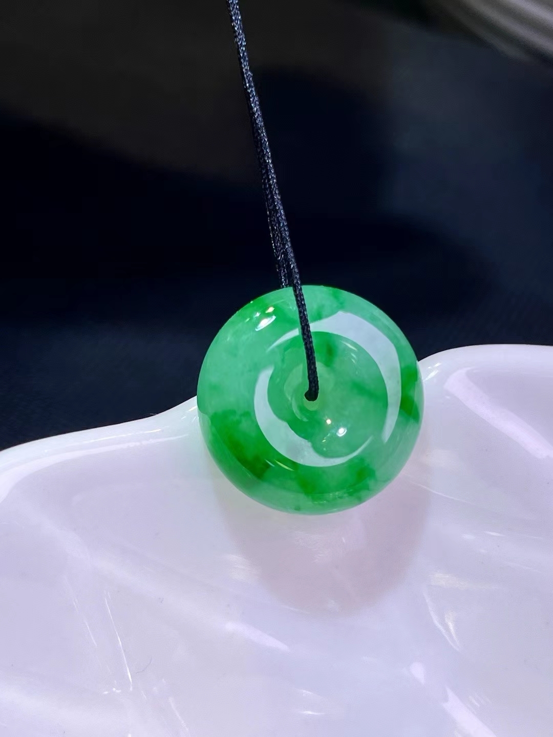 翡翠平安扣吊墜 (16mm直徑),天然翡翠A玉, 緬甸玉, Jade, Jadeite