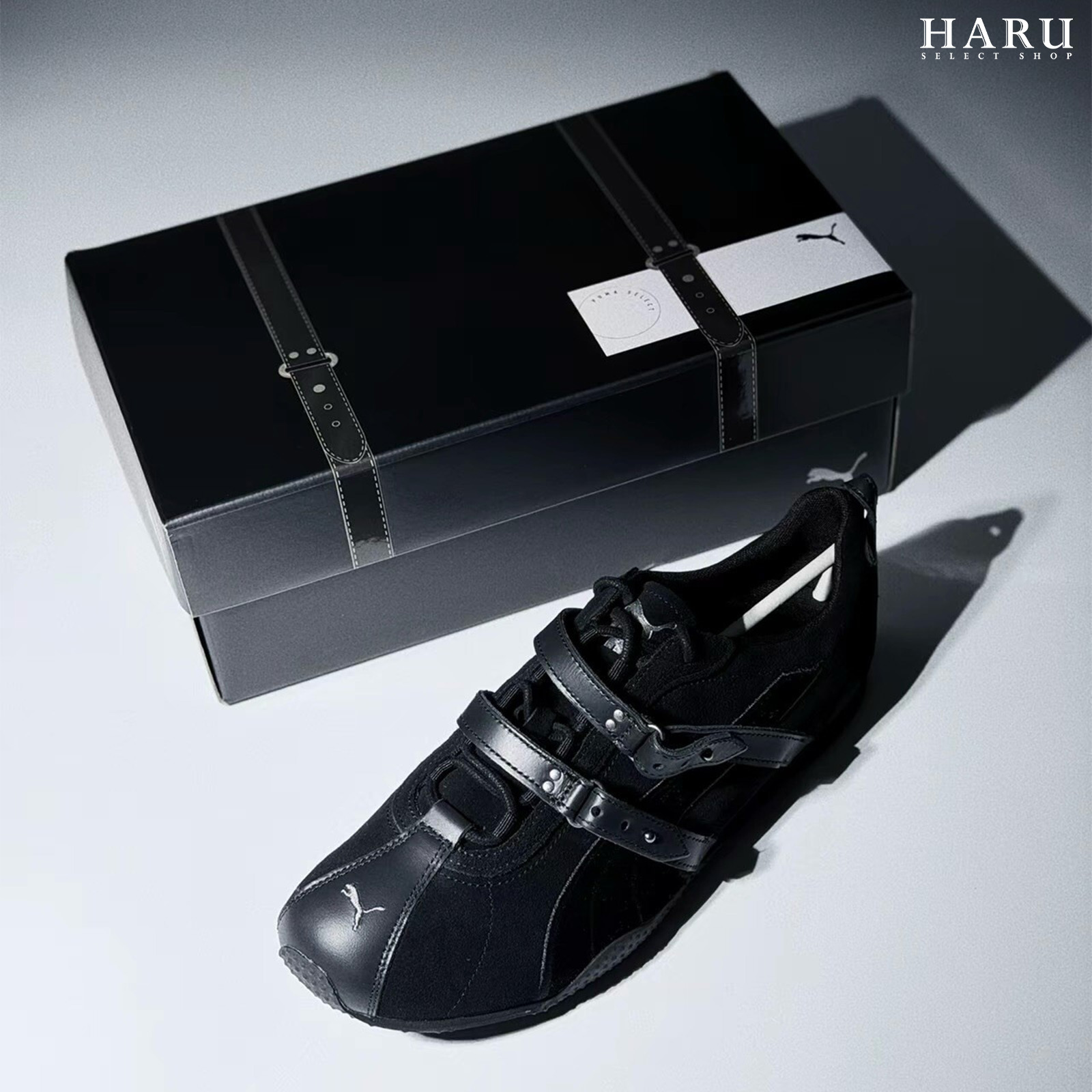 Puma H-Street 馬年限定 黑 皮革扣帶 麂皮 薄底鞋 馬術 賽車鞋 男女同款 休閒鞋 406838-01