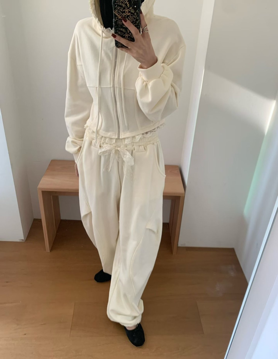 蕾絲綁帶休閒長褲