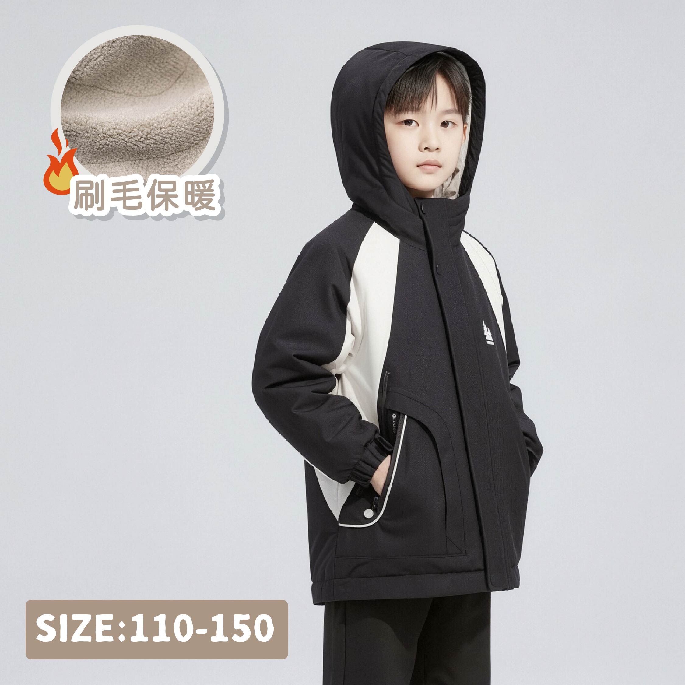 【H55682】小松樹印花刷毛連帽外套＊三色