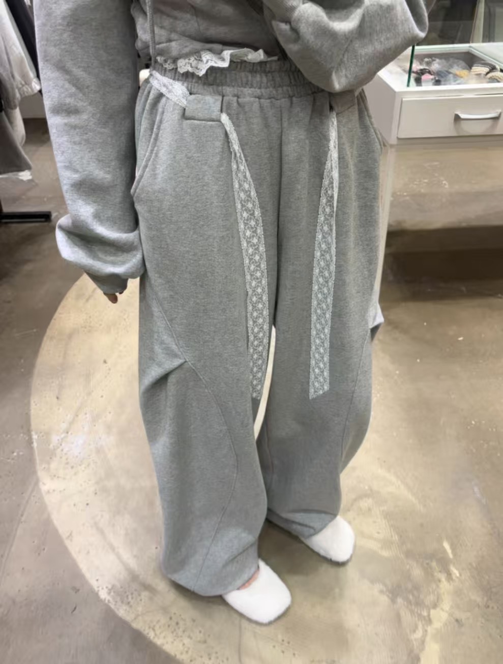 蕾絲綁帶休閒長褲