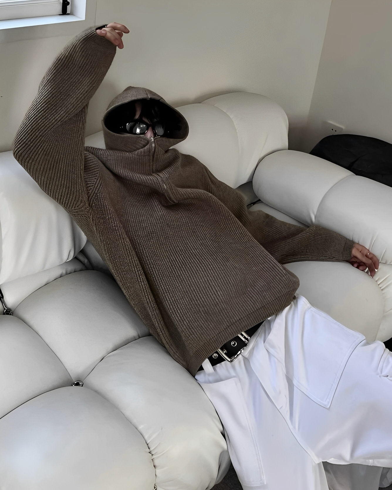 日系 復古 短版 拉鍊 針織 毛衣