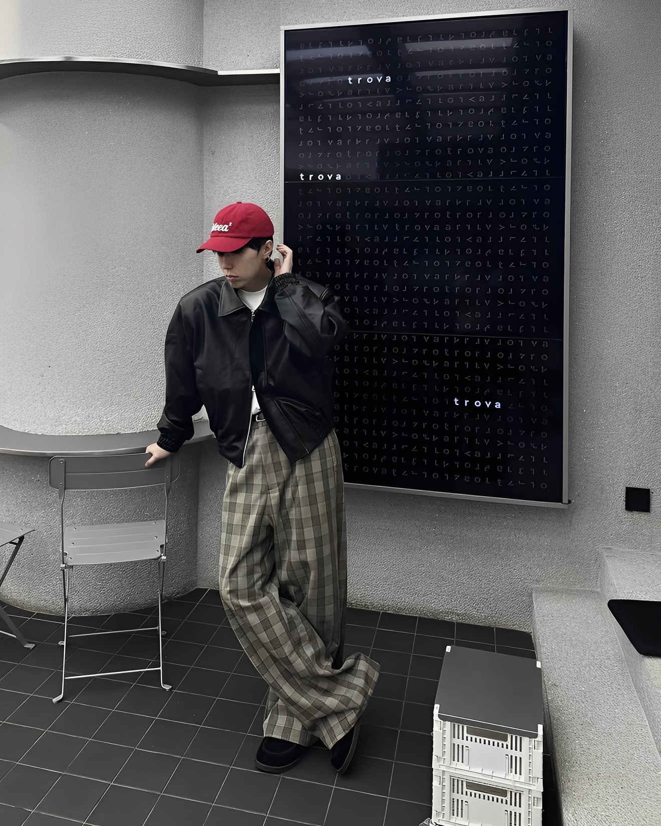 BOXY 休閒 墊肩 寬短 男女 皮外套