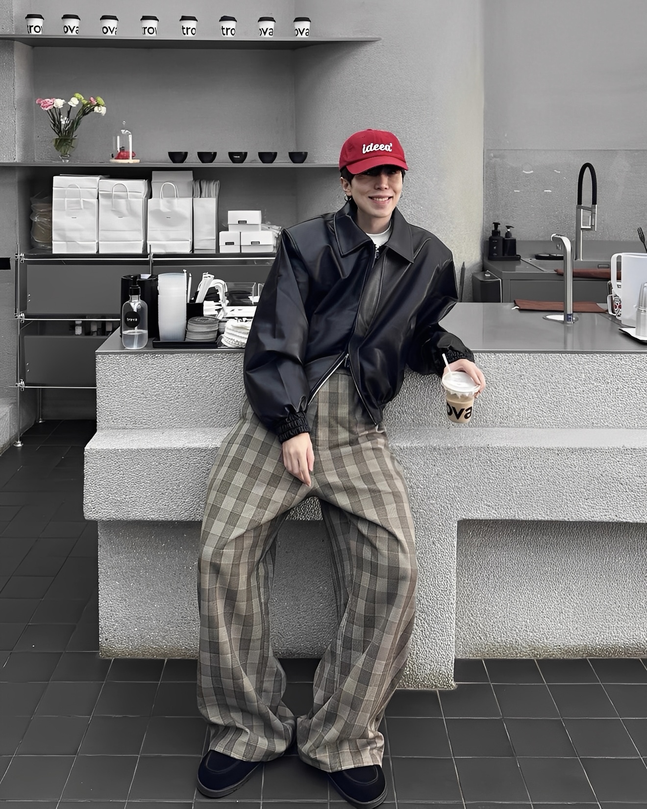 BOXY 休閒 墊肩 寬短 男女 皮外套