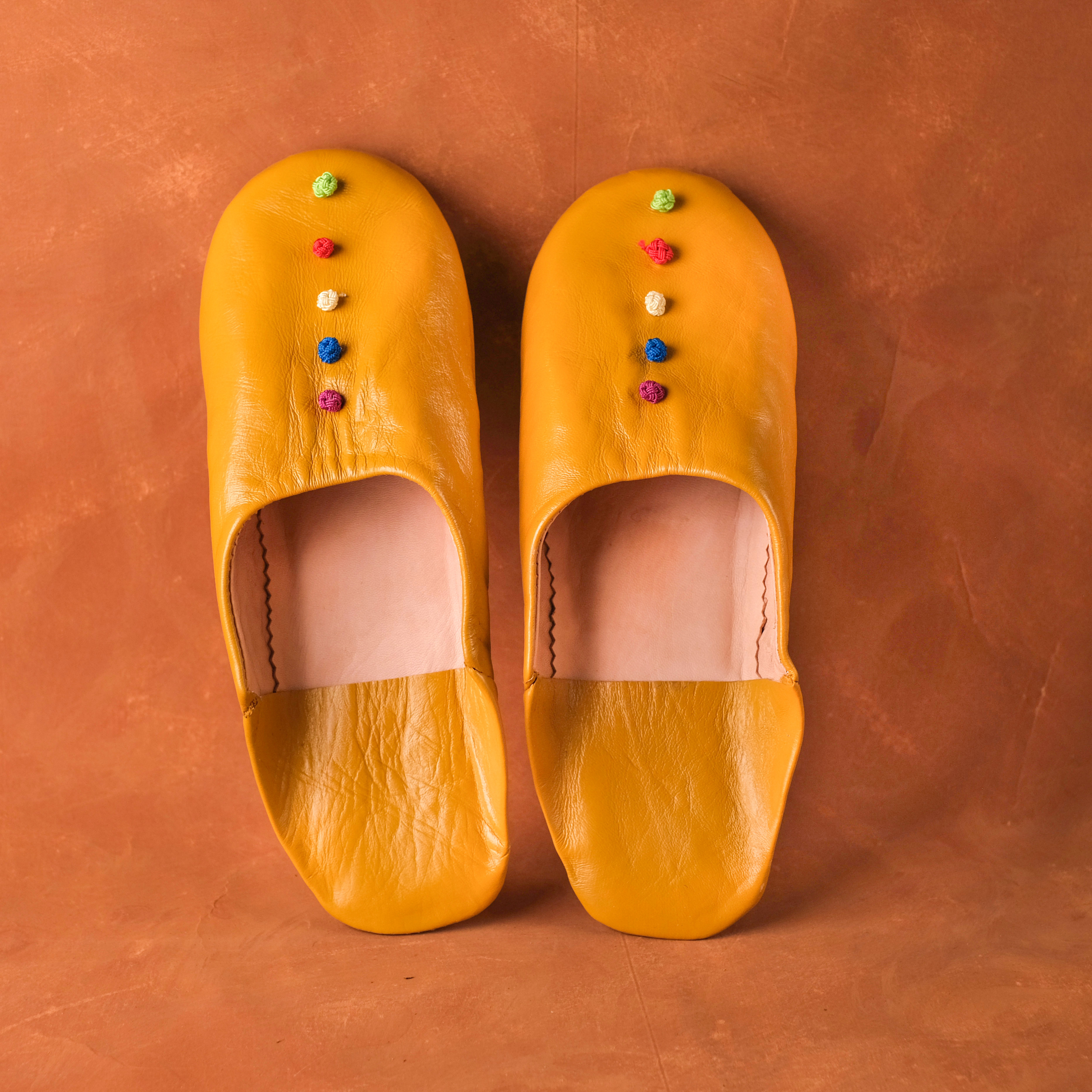 柏柏手工鞋 ｜繡球黃 - 圓｜摩洛哥