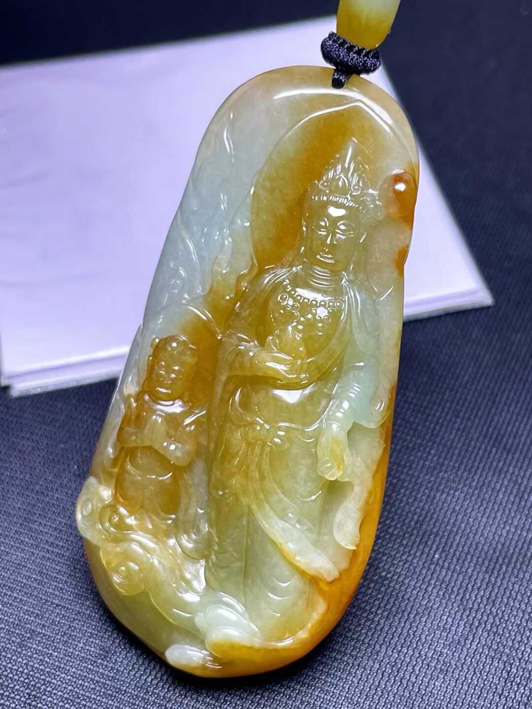 翡翠送子觀音吊墜,天然翡翠A玉, 緬甸玉, Jade, Jadeite