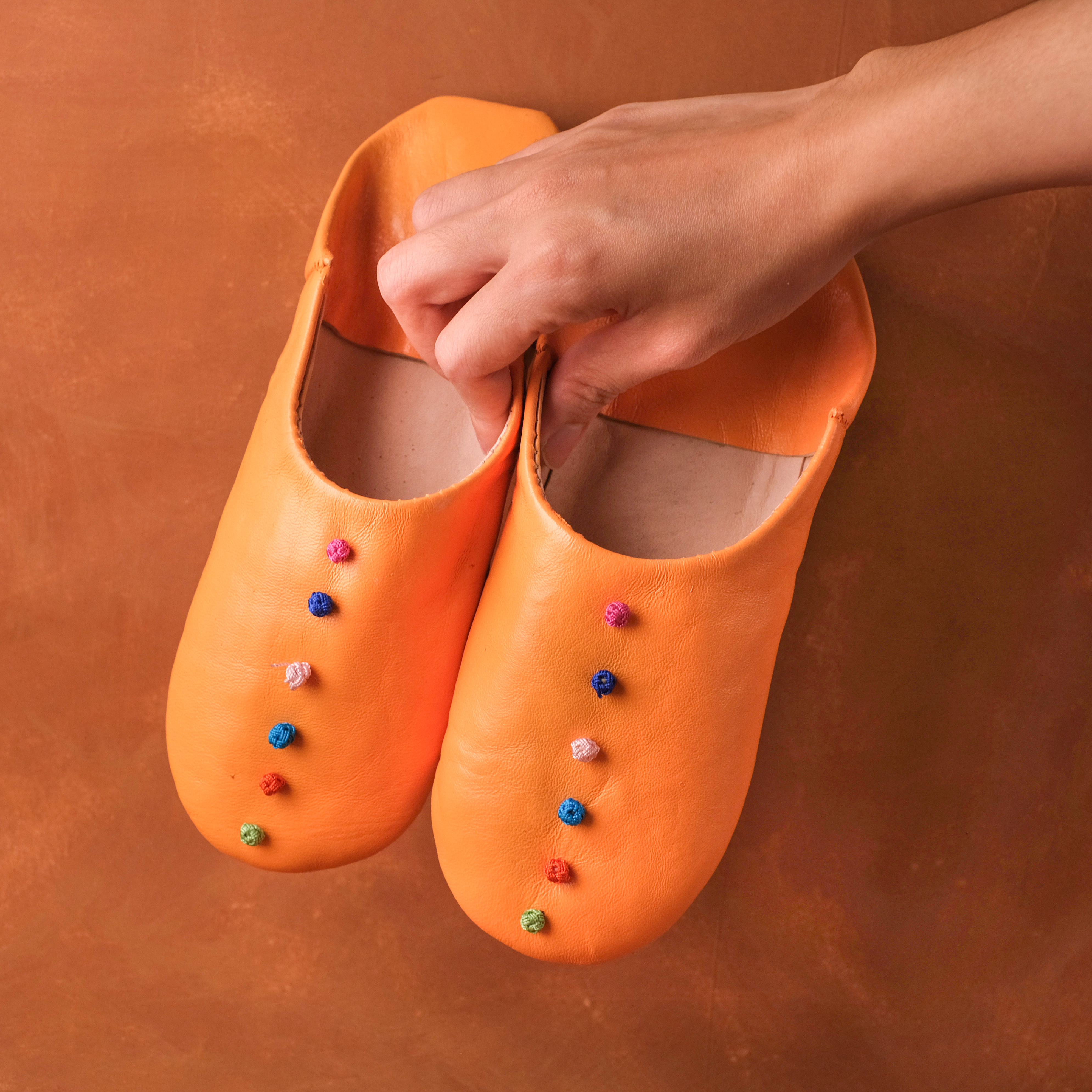 柏柏手工鞋 ｜繡球橘 - 圓｜摩洛哥