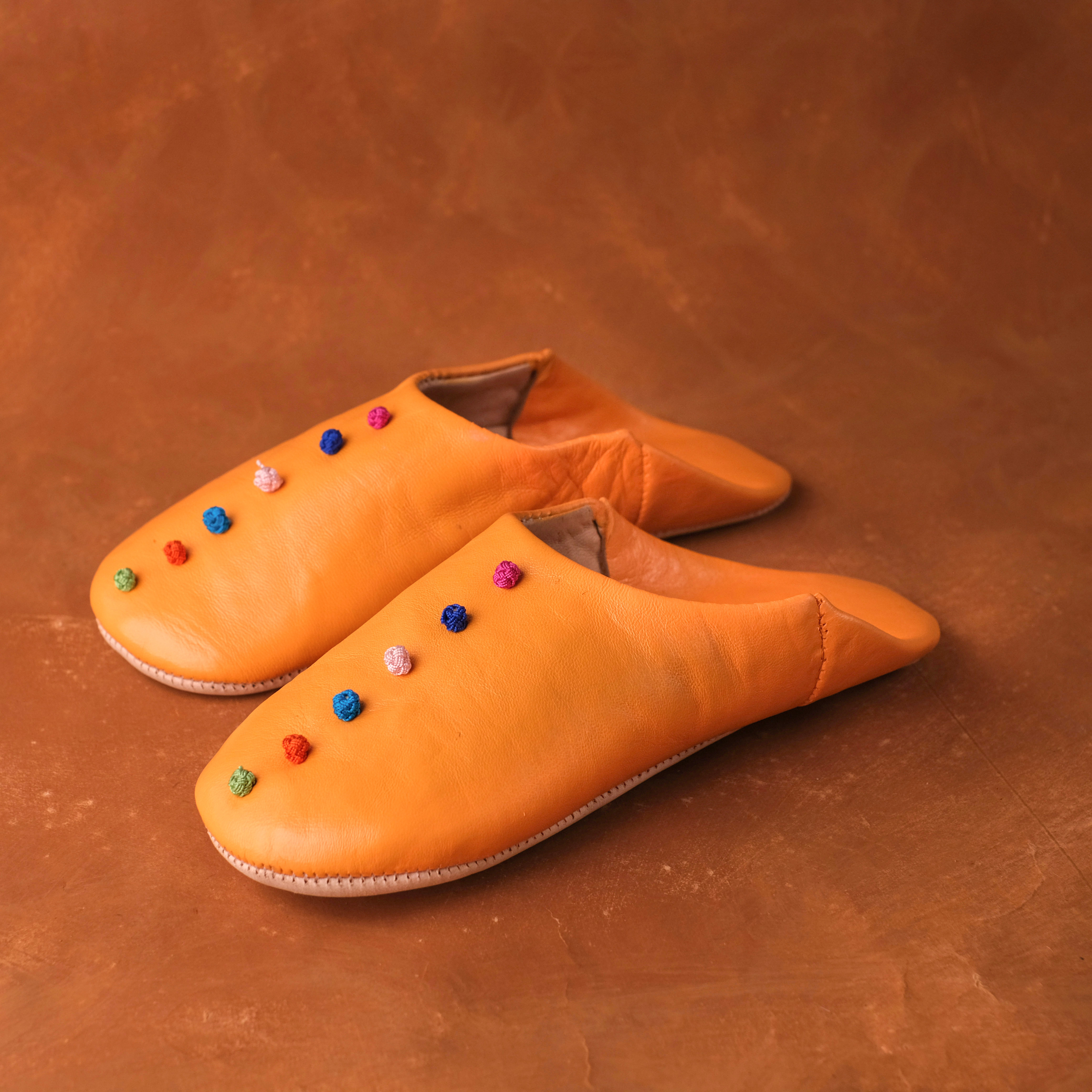 柏柏手工鞋 ｜繡球橘 - 圓｜摩洛哥