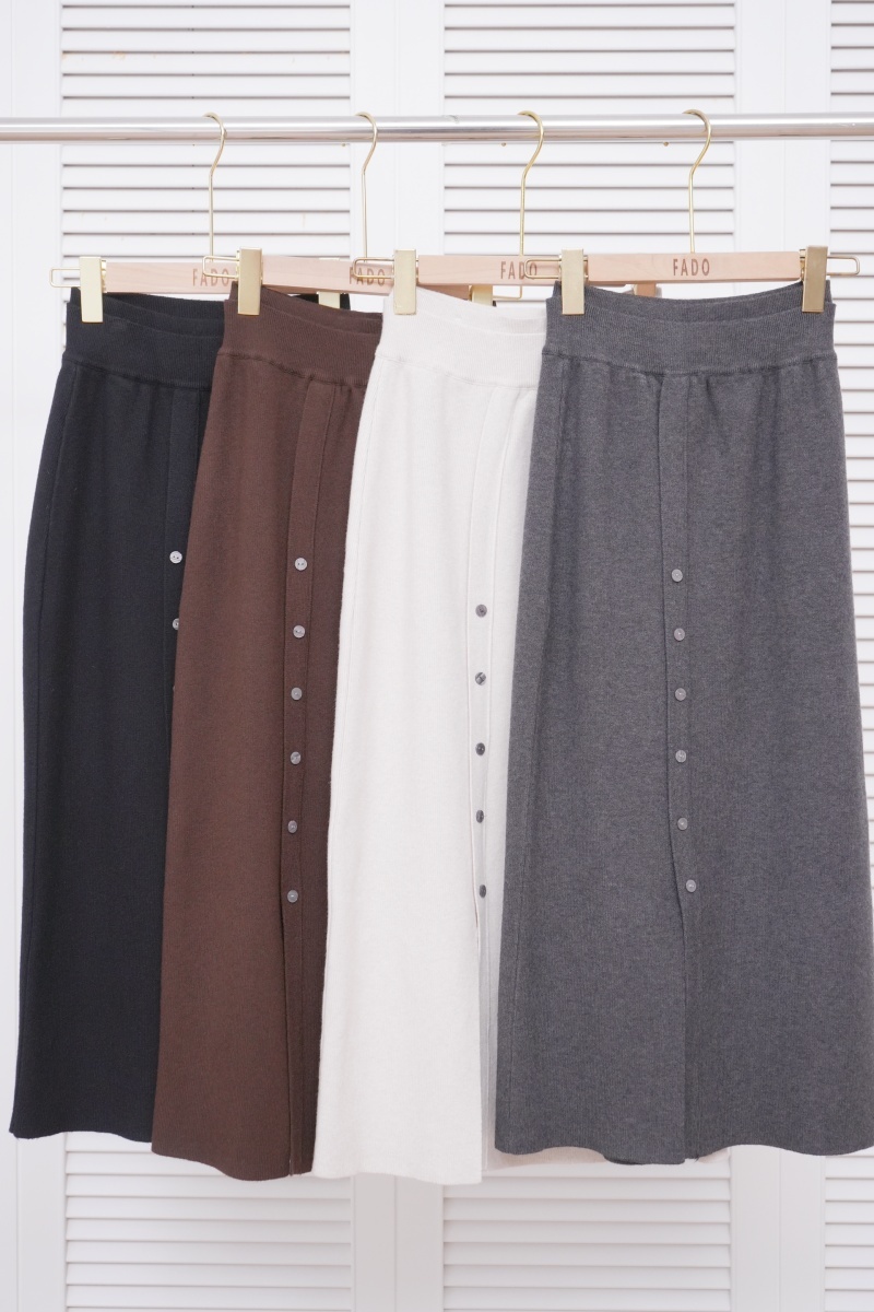 法朵Fado shop｜側排釦開岔針織長裙 413A002 四色