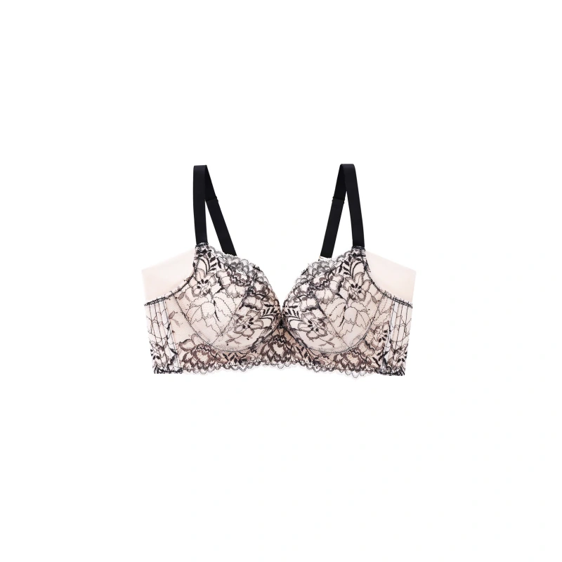 INN-CCG0108-018 【Glow-up Magic】雙色蕾絲・完美胸型軟支撐玻尿酸美肌內衣 Black Beauty 氣質黑 (A18) (S-XL)