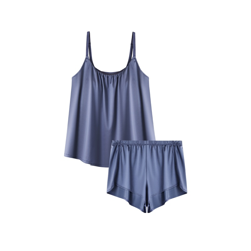 INN-CCG0108-028 【GLOW-UP MAGIC LUXE】2-IN-1 雙C提拉絲滑緞面吊帶美胸睡眠家居服 Nightshadow Blue 靛灰藍 (A28) (M-2XL)