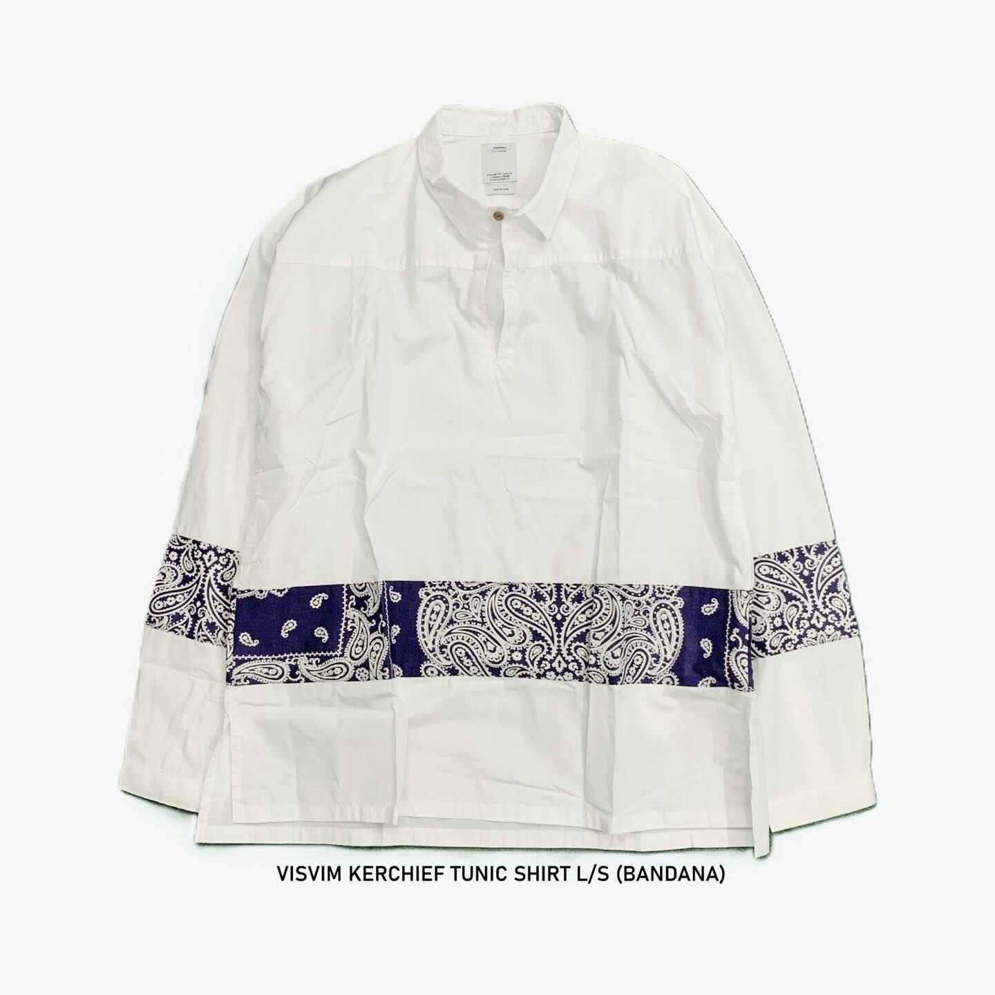 VISVIM KERCHIEF TUNIC SHIRT L/S (BANDANA) - WHITE SIZE 4 IN STOCK NOW (現貨發售中)