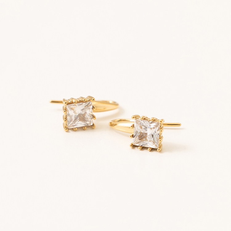 miramira微光｜方型白鋯石耳環D7035-金86159
