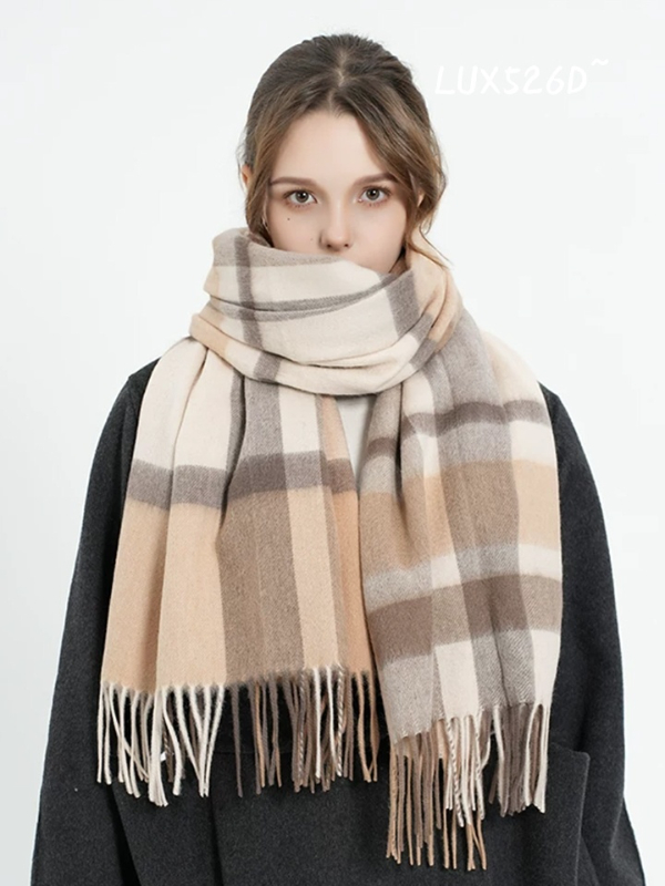 澳洲Auslux 經典百搭 / 輕奢格紋 100% 澳洲羊毛圍巾