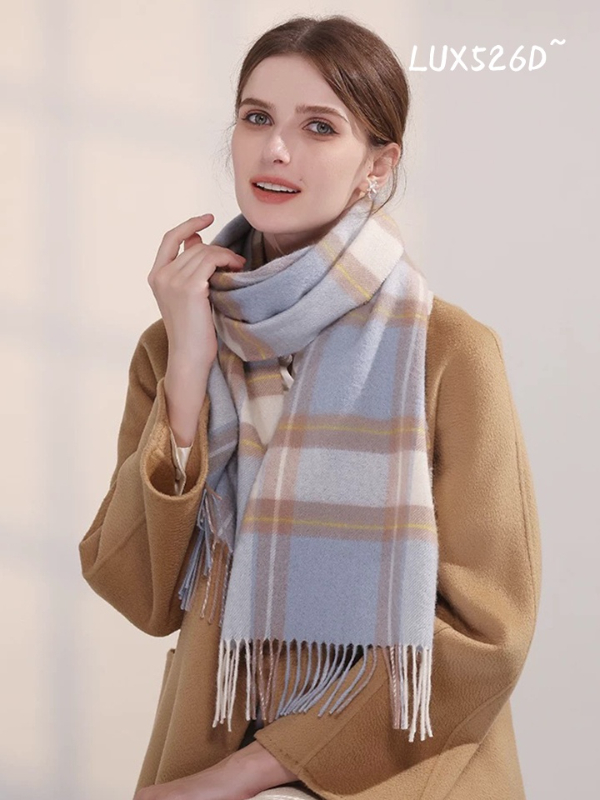 澳洲Auslux 經典百搭 / 輕奢格紋 100% 澳洲羊毛圍巾
