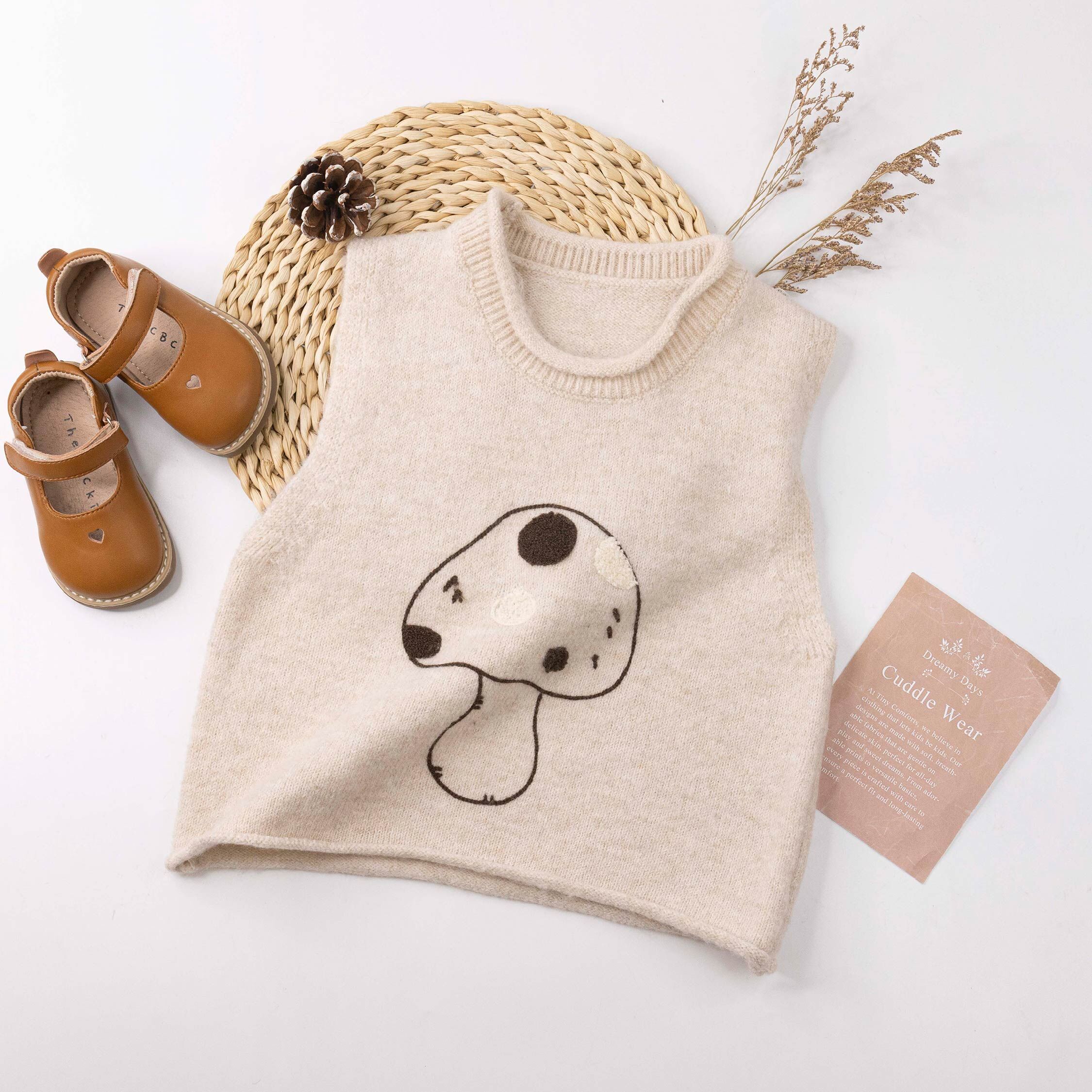 【H55737】童趣香菇針織背心/上衣