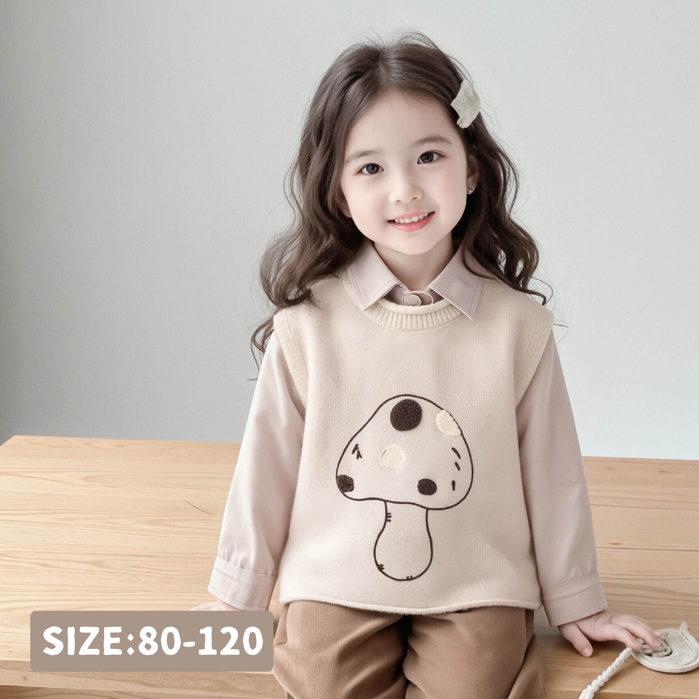 【H55737】童趣香菇針織背心/上衣