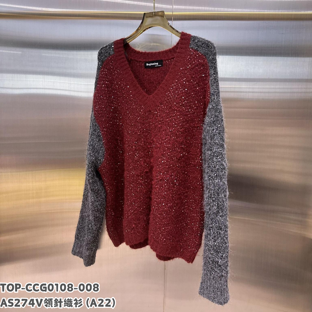 TOP-CCG0108-008 AS274 V領針織衫 (A22)