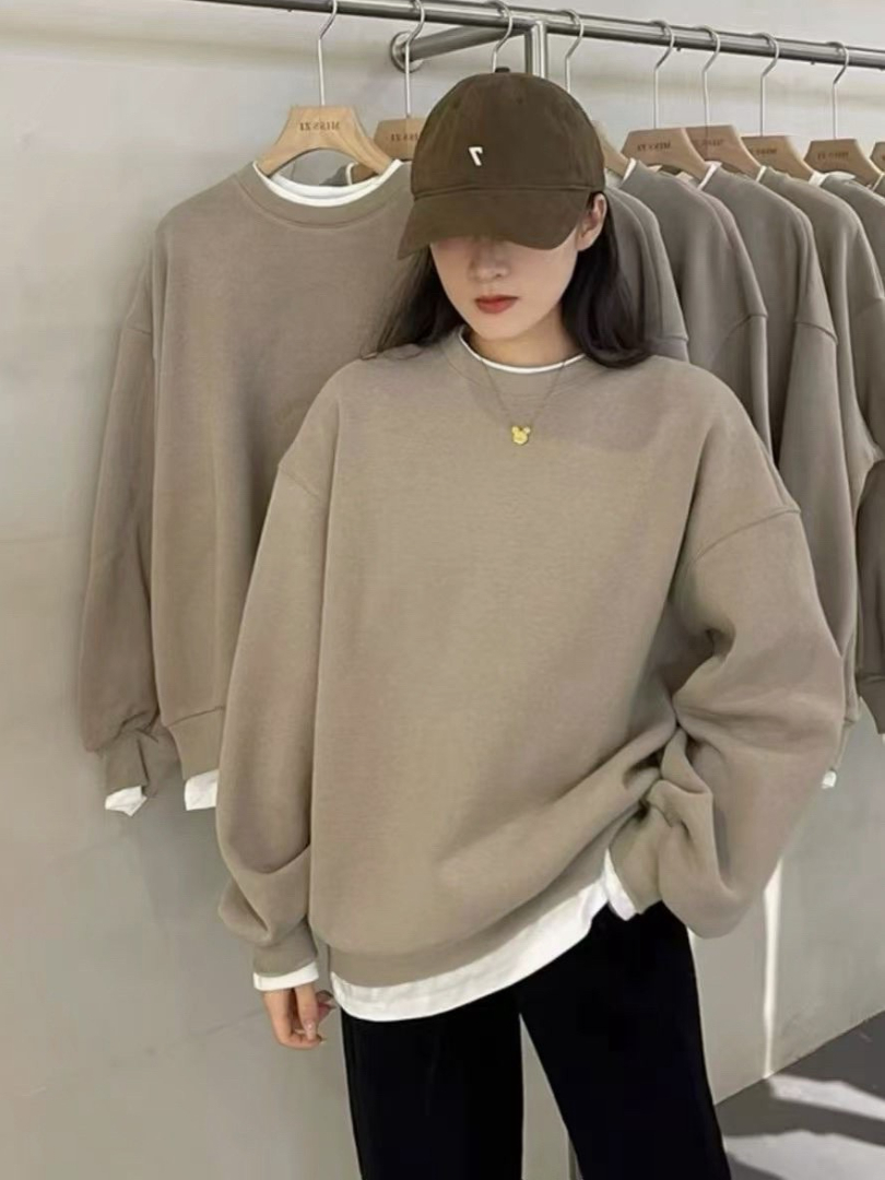 顯瘦不貼身・一件就有層次感的假兩件保暖厚磅T