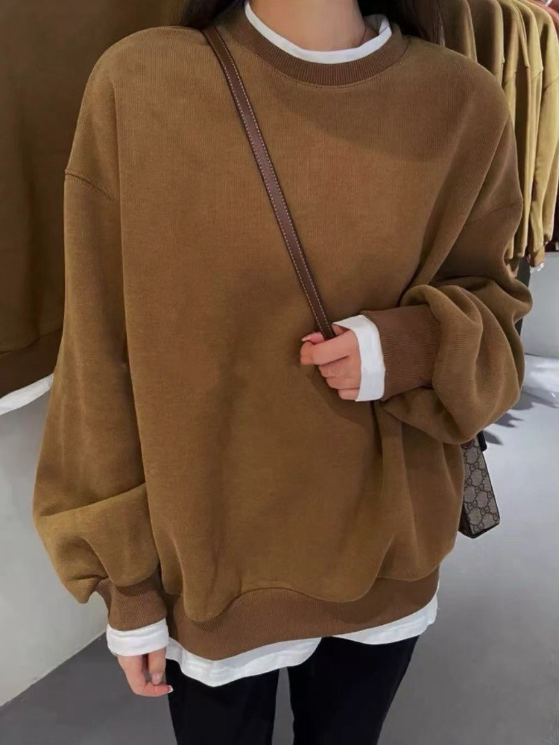 顯瘦不貼身・一件就有層次感的假兩件保暖厚磅T