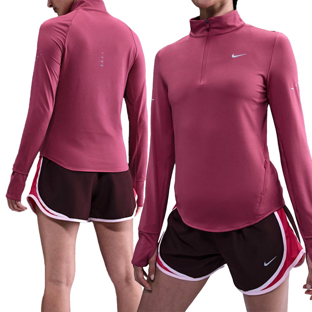 Nike Swift Df Uv Hz Top 女款 酒紅色 立領 防曬 速乾 慢跑 運動 長袖 HQ0500-634