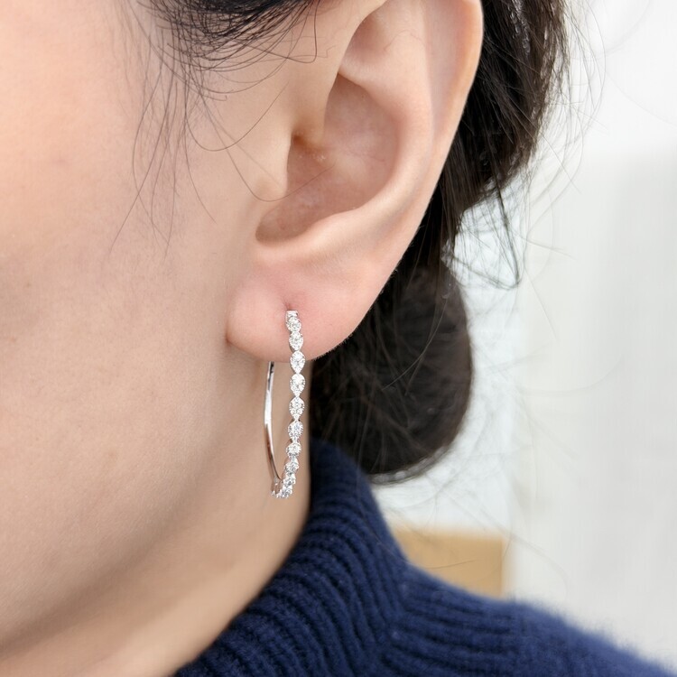 18K金鑽石圈形耳環