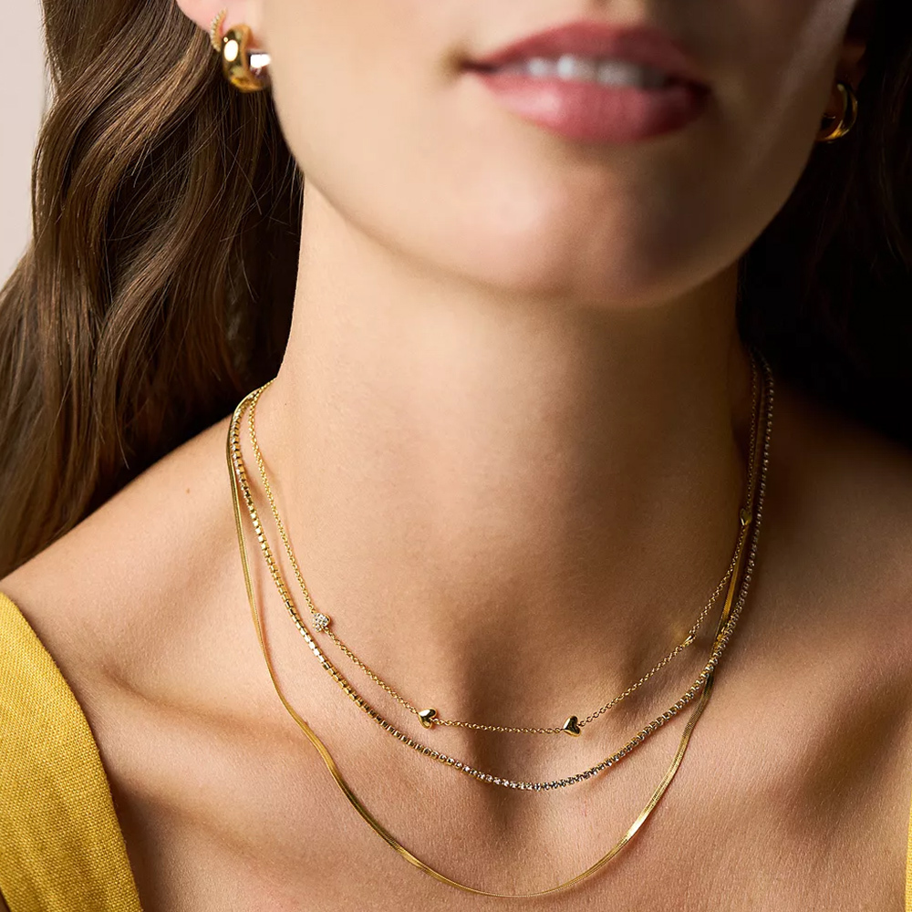 Sutton 戀戀心語黃銅項鍊-金色 JA7298710